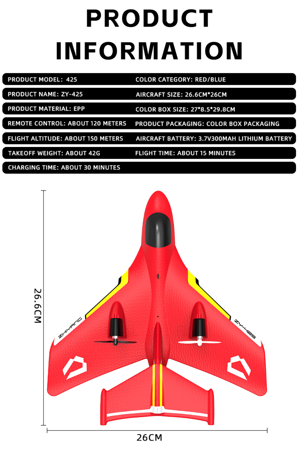 ZHIYANG-ZY-425-Sea-Land-Air-260mm-Spannweite-24G-EPP-RC-Flugzeug-RTF-Mit-LED-Licht-2017273-13